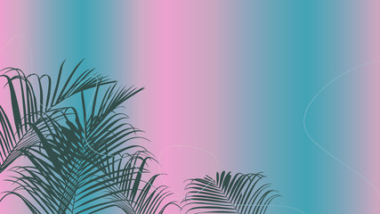 Fototapeta na wymiar VHS tropical leaves pastel gradient background
