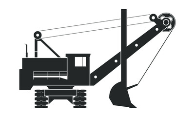Mining excavator icon isolated on background. Vector illustration