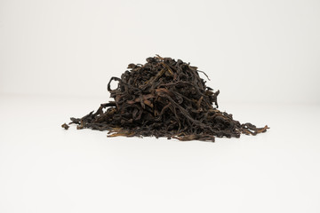 Varieties of tea. Herbal, black, green, puer, earthen tea. All this on a white background.