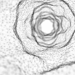 Abstract frame tunnel. Wormhole. 3D corridor grid.