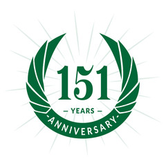 151st years anniversary celebration design. One hundred and fifty-one years logotype. Vector and illustration.