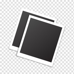  Vector Photo frames mockup design. White border on a transparent background