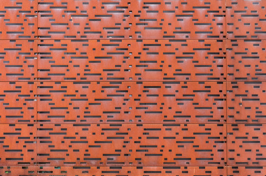 Walling panel made of weathering steel sheets (corten steel) Stock Photo |  Adobe Stock
