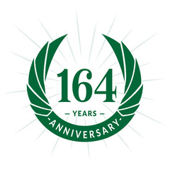 164th years anniversary celebration design. One hundred and sixty-four years logotype. Vector and illustration.