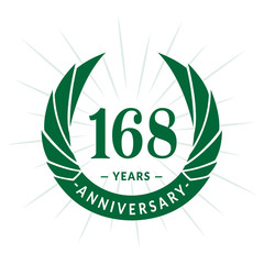 168th years anniversary celebration design. One hundred and sixty-eight years logotype. Vector and illustration.