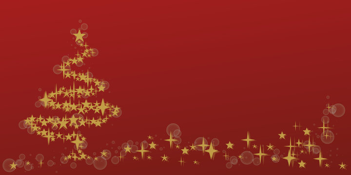 weihnachtsrote Karte mit mit Weihnachtsbaum und Sternenschweif