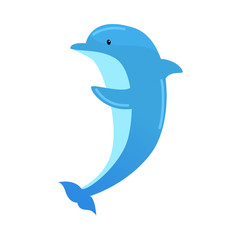 Blue dolphin jumping. Vector illustration isolated on white background