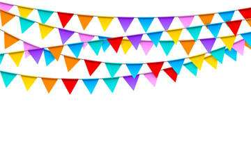 Carnival garlands with colorful flags festive template