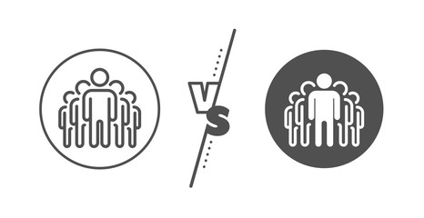 Business management sign. Versus concept. Group line icon. Teamwork symbol. Line vs classic group icon. Vector