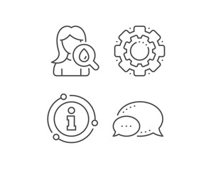 Moisturizing face cream line icon. Chat bubble, info sign elements. Skin care sign. Cosmetic lotion symbol. Linear moisturizing cream outline icon. Information bubble. Vector