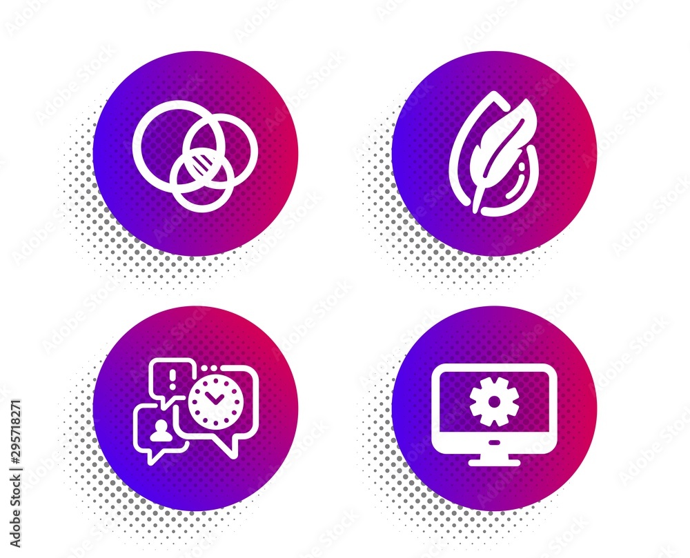 Aufkleber euler diagram, hypoallergenic tested and time management icons simple set. halftone dots button. mon