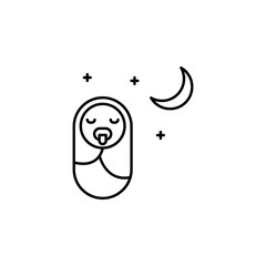 baby, sleep, moon, vector, icon. Illustration isolated vector sign symbol