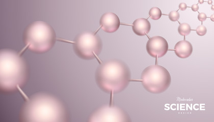 Science background vector design with 3d molecular structure