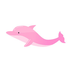 Pink dolphin jumping. Vector illustration isolated on white background