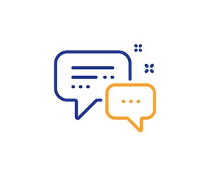 Speech bubble sign. Employees messenger line icon. Chat message symbol. Colorful outline concept. Blue and orange thin line employees messenger icon. Vector