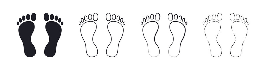 Fototapeta Human foot barefoot sole imprint icon set obraz