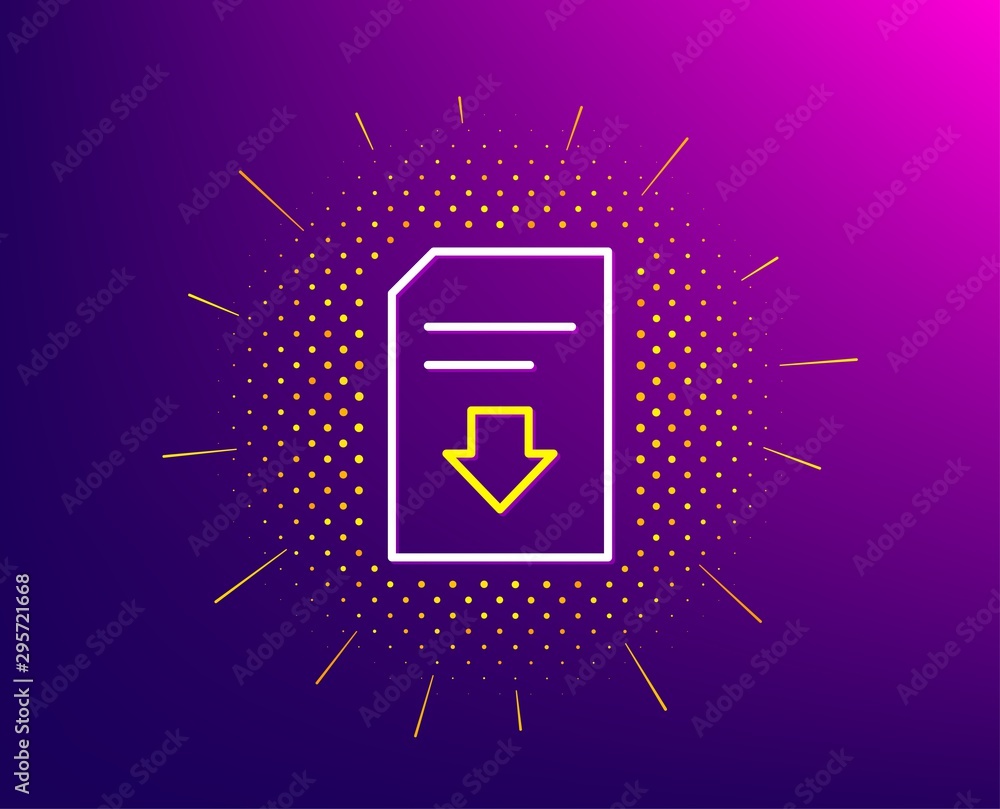 Poster download document line icon. halftone pattern. information file sign. paper page concept symbol. gra