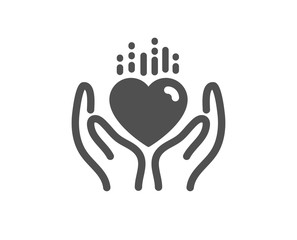 Care love emotion sign. Hold heart icon. Valentine day symbol. Classic flat style. Simple hold heart icon. Vector