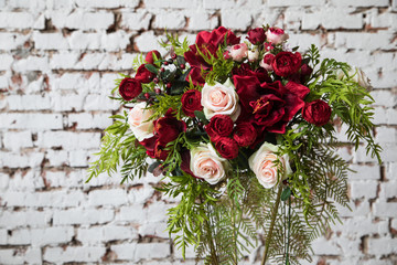 Luxury floral arrangement of pink and white flowers.
