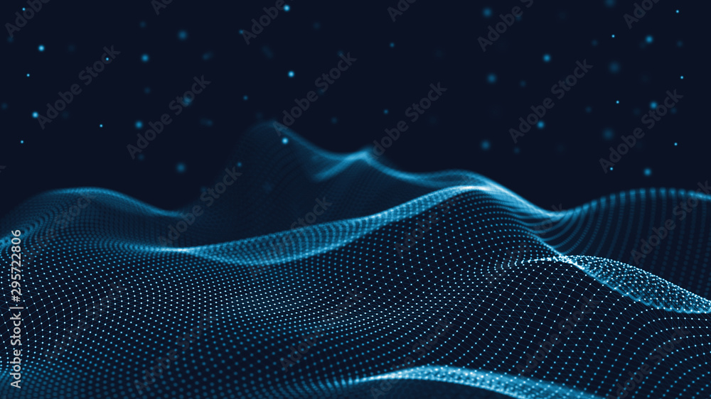 Poster 3d abstract digital technology background. futuristic sci-fi user interface concept with gradient do