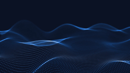 3d abstract digital technology background. Futuristic sci-fi user interface concept with gradient dots and lines. Big data, artificial intelligence, music hud. Blockchain and cryptocurrency