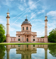 mosque at the river with trees