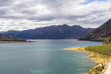 view of Lake Hawea near Wanaka, New Zealand