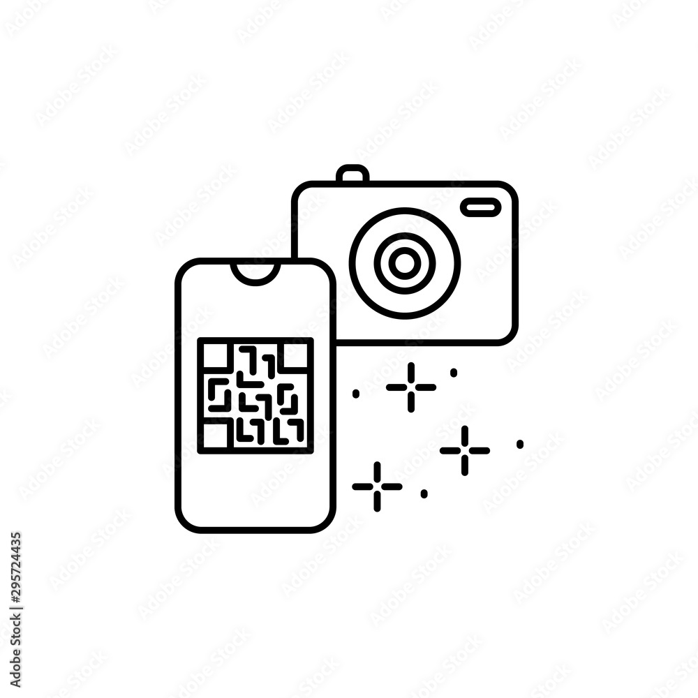 Poster smartphone camera qr code icon. element of qr code and barcode icon