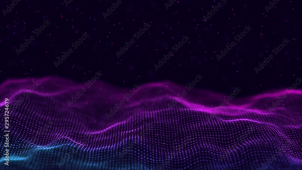 Poster 3d abstract digital technology background. futuristic sci-fi user interface concept with gradient do
