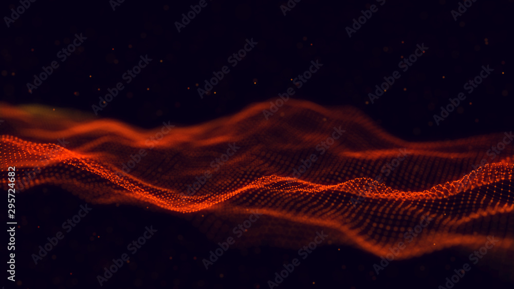 Poster 3d abstract digital technology background. futuristic sci-fi user interface concept with gradient do