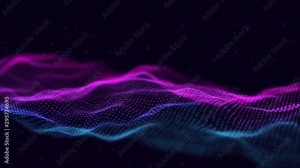 Poster 3d abstract digital technology background. futuristic sci-fi user interface concept with gradient do
