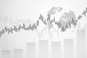 Stock market graph or forex trading chart for business and financial concepts, reports and investment on grey background.Japanese candles . Vector illustration