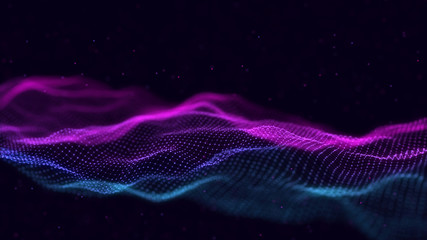 3d abstract digital technology background. Futuristic sci-fi user interface concept with gradient dots and lines. Big data, artificial intelligence, music hud. Blockchain and cryptocurrency