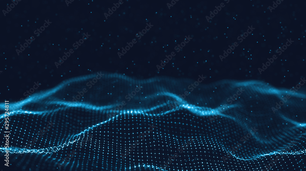 Poster 3d abstract digital technology background. futuristic sci-fi user interface concept with gradient do