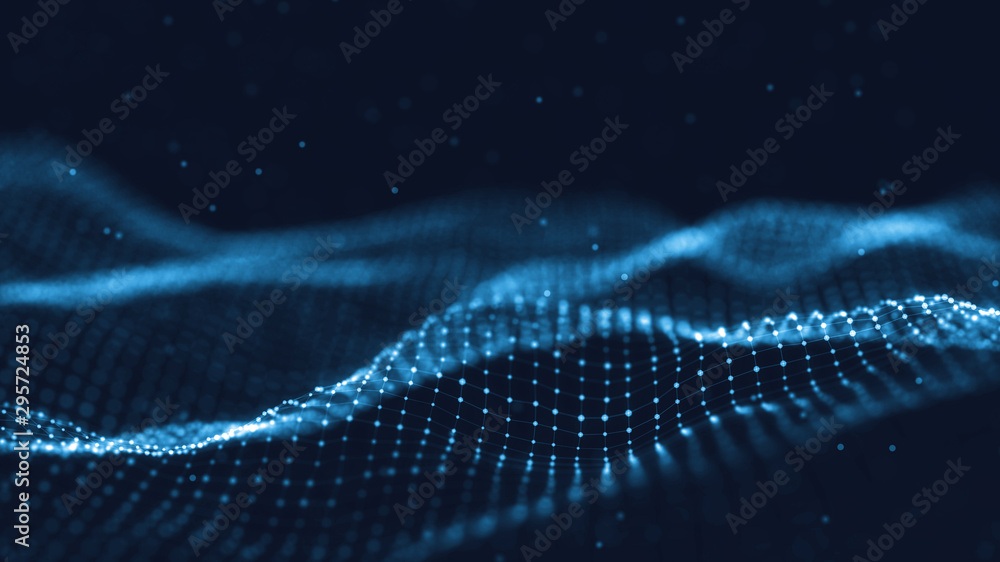 Poster 3d abstract digital technology background. futuristic sci-fi user interface concept with gradient do