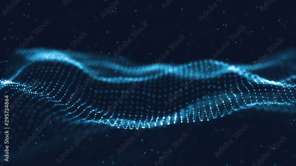 Poster 3d abstract digital technology background. futuristic sci-fi user interface concept with gradient do