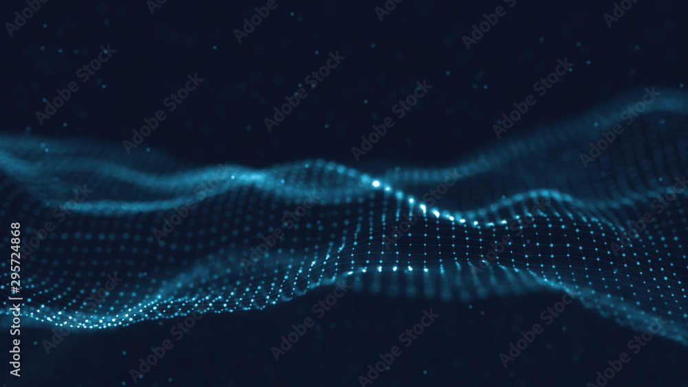 Poster 3d abstract digital technology background. futuristic sci-fi user interface concept with gradient do