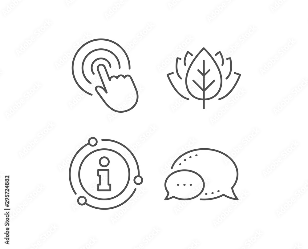 Poster hand click line icon. chat bubble, info sign elements. finger touch sign. cursor pointer symbol. lin