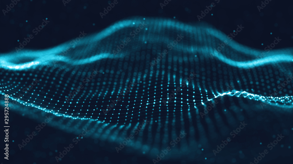 Poster 3d abstract digital technology background. futuristic sci-fi user interface concept with gradient do