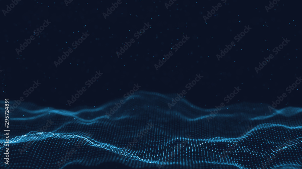 Poster 3d abstract digital technology background. futuristic sci-fi user interface concept with gradient do