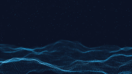 3d abstract digital technology background. Futuristic sci-fi user interface concept with gradient dots and lines. Big data, artificial intelligence, music hud. Blockchain and cryptocurrency