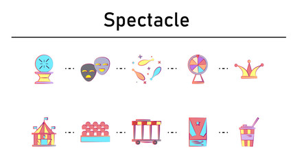 Spectacle simple concept flat icons set