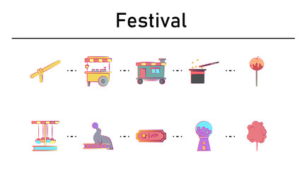 Festival simple concept flat icons set
