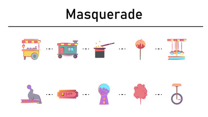 Masquerade simple concept flat icons set