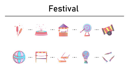 Festival simple concept flat icons set