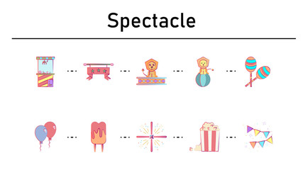 Spectacle simple concept flat icons set