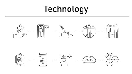 Technology simple concept icons set.