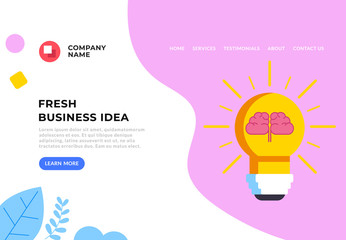 Business idea generation web page banner poster concept. Vector flat cartoon graphic design illustration