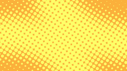 Yellow and orange pop art background in retro comic style with halftone dotted design, vector illustration eps10