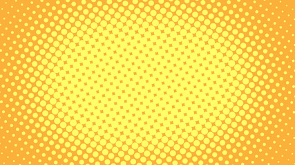 Bright Yellow and orange pop art retro background with halftone dots in comic style, vector illustration eps10